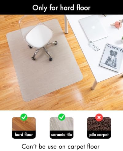 BARoyal Office Chair Mat for Hardwood Floor Under Desk Computer Rolling Chair Mat for Wood/Tile Floor Non-Slip Heavy Duty Desk Rug PVC Plastic Hard Floor Protector 30" x 48"(Parchment) - Image 3