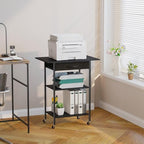 Arbuxzuy 3-Tier Printer Stand, Printer Table with Fabric Drawer, Industrial Printer Storage Cart with Wheels, Rolling Printer Stand for Heat Press Scanner Fax, Black - Image 4