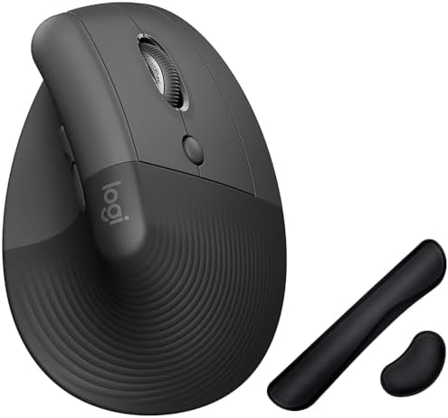 Logitech Core 910-006466 Ergo Series Lift Vertical Ergonomic Wireless Mouse Bluetooth/USB Graphite Bundle with Deco Essentials Keyboard and Mouse Gel Memory Foam Wrist Pads by Unknown