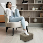 CAROLMADE Small Foot Stool Ottoman Footstool with Legs Under Desk Footrest for Living Room Bedroom and Office, Soft Coffee - Image 4