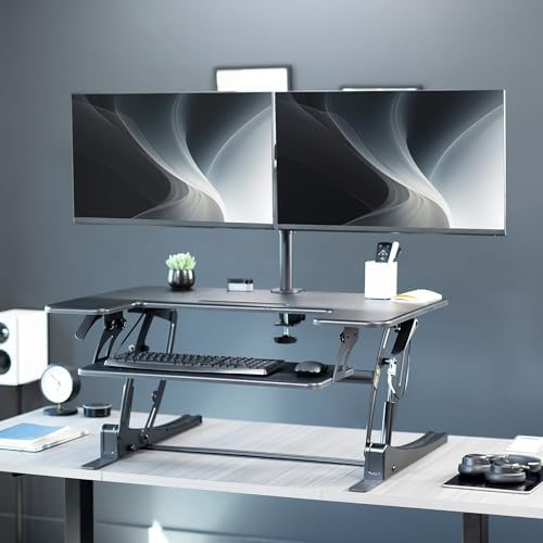 VIVO Black 36 inch Desk Riser with Monitor Mount, DESK-KIT-0V02 - Image 2