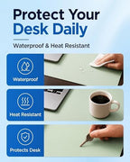 Aothia Cork Desk Mat - Dual-Sided XL PU Leather Desk Pad & Full Desk Protector, Large Waterproof Desktop Mat for Office & Gaming (47" x 23.6", Aqua) - Image 3