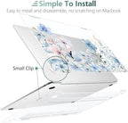 DONGKE Compatible with MacBook Air 13 inch Case 2021 2020 2019 2018 Release A2337 M1 A2179 A1932 with Retina Display & Touch ID, Plastic Hard Shell & Keyboard Cover - Blue Flowers - Image 4