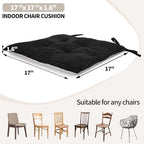 Office Stacking Chair Cushions 4 Pack, Corduroy High Density Foam Kitchen Seat Cushions with Ties, Square 17" x 17" Indoor Non-Slip Dining Chair Pads, Black, 4pcs - Image 3