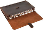 Genuine Leather File Folder, Accordian File Organizer, Leather Document Holder Resume Folio for Men & Women-Dark Brown-Custom by GZRHKJLeatherPortfolio