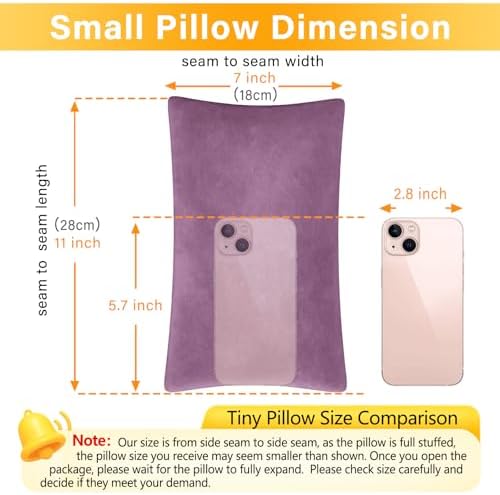 1 MIDDLE ONE 2 Pack Small Pillow, Memory Foam Mini Pillow 11 X 7 Inches for Travel, Sleeping, Nap and Neck, Knee, Lumbar Support, Tiny Cushion for Pet, Dogs (Dark Purple) - Image 3