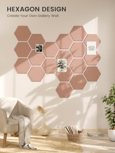 Fluxynara 12-Pack Hexagon Felt Bulletin Board Tiles, Pink-1 - Image 7