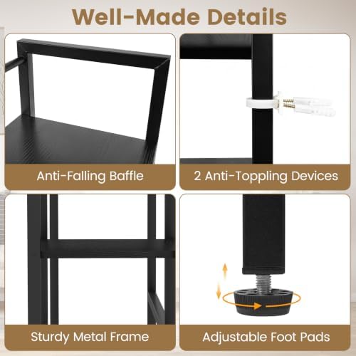 Tangkula 4-Tier Desktop Bookshelf, 38.5" Dorm Desk Hutch, Black - Image 7
