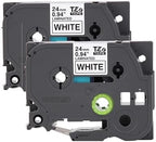 Brother Genuine P-Touch TZe 2-Pack Black Print on White Label Tapes (TZe2512PK), Laminated,1in x 26.2ft (24mm x 8m) Each, for Select P-Touch Label Makers, Durable, Water-Resistant, Indoor/Outdoor Use - Image 2