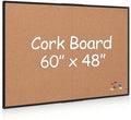Extra Large Cork Bulletin Board 60" X 48", Foldable Notice Pin Board for Wall, Black Aluminum Framed 5'x4' Corkboard, Wall Mounted Noticeboard with 36 Push Pins for School, Home & Office by Justdowhatyouwanttodo
