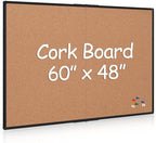 Extra Large Cork Bulletin Board 60" X 48", Foldable Notice Pin Board for Wall, Black Aluminum Framed 5'x4' Corkboard, Wall Mounted Noticeboard with 36 Push Pins for School, Home & Office by Justdowhatyouwanttodo