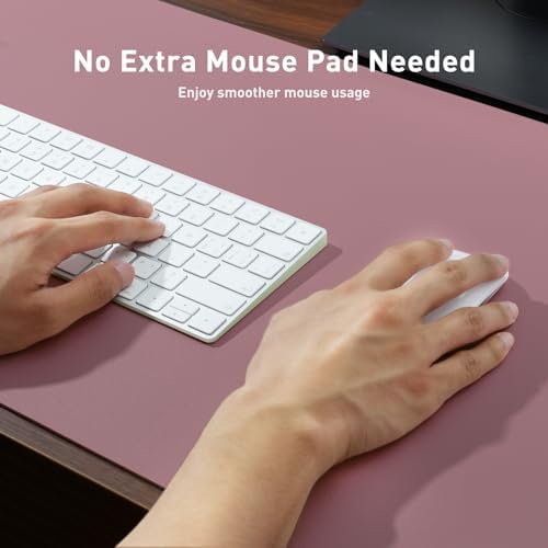 Aothia Faux Leather Desk Mat - Non-Slip PU Leather Desk Blotter, Waterproof Writing Surface, Large Desk Pad for Office & Home (Dark Pink, 55" x 24") - Image 4