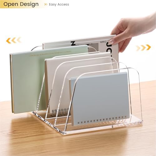HeZone Desk File Organizer,5-Section Vertical File Folder Holder,Clear - Image 4