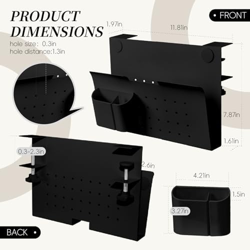 Under Desk Laptop Holder, No Drill Table Side Storage Organizer, Cute Pink Panda Clamp On Desktop Shelf Steel Table Hanging Mount File Tray, Desk Accessories & Workspace Organizers (Black) - Image 2