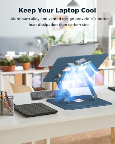 Aoviho 360° Rotating Laptop Stand for Desk | Adjustable, Foldable, Portable Aluminum Ergonomic Riser | Compatible with MacBook, Dell, HP & All Laptops 10-16 inch - Image 6