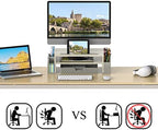 Simple Houseware Desk Monitor Stand Riser w/ Adjustable Tray, Maple - Image 3