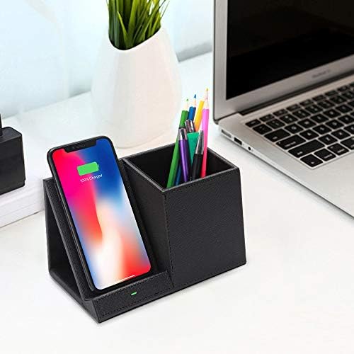 COSOOS Fast Wireless Charger with Desk Organizer, Desk Phone Charger Compatible with 15/15 Pro/15 Pro Max/14/13/12/11/XS/8 Plus, Galaxy S21/S20+/S10/Note 10/Note 9/(No AC Adapter) - Image 5