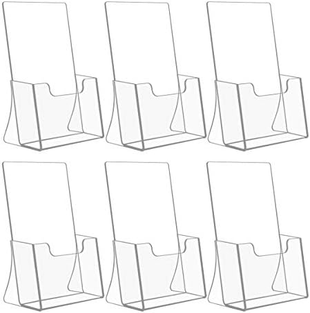 NIUBEE 6 Pack 8.5'' x 5.5'' Acrylic Bi-fold Brochure Holder,Clear Plastic Counter top Flyer Organizers by NIUBEE