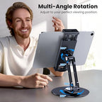 Tablet Stand Holder for iPad, Adjustable with 360 Rotating Base for Desk - Image 2