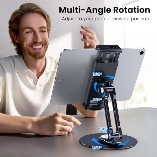 Tablet Stand Holder for iPad, Adjustable with 360 Rotating Base for Desk - Image 2