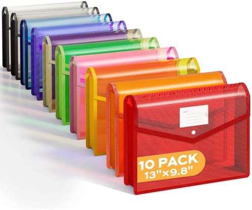Deli 10 Pack Plastic Expanding File Folder, Colorful File Folder Organizer by delioffice