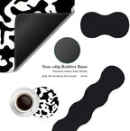 Mouse Pad,Large Desk Mat Set, 4in1 XL Mousepad + Keyboard Wrist Rest+Mouse Wrist Rest+Coaster with Ergonomic Desk Pad for Home Office Table Computer Cover -Cow Print - Image 2
