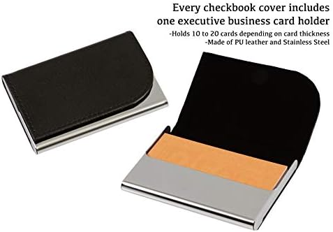 2Fold Zippered Business Checkbook Binder - 7 Ring Binder for Business Checks with Built-in Organizer and Card Case - PU Leather Portfolio for up to 600 3-Up Checks (Black) - Image 3