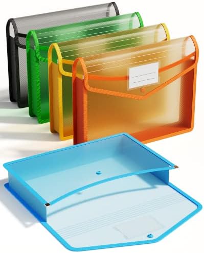 ThinkTex Plastic Expanding File Folder, Transparent Envelopes with Snap by ThinkTex