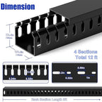 1.4"H x 1.6"W Cable Raceway, 12ft Under Desk Wire Management Channel, Black - Image 2