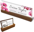 Artblox Office Personalized Name Plate for Desk with Business Card Holder On Clear Acrylic Glass Orchids Flowers Design Custom Desk Name Plate with Your Name and Credentials Customized Gift by Artblox