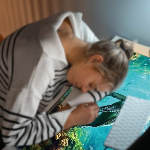 Heated Desk Pad Large Mouse Pad 23.6 x 14.1 inch with 3 Levels Heating & Auto Shut-Off Warm Mouse pad PU Leather Computer Mousepad for Home Office Work - Sea Turtles in The Ocean - Image 6