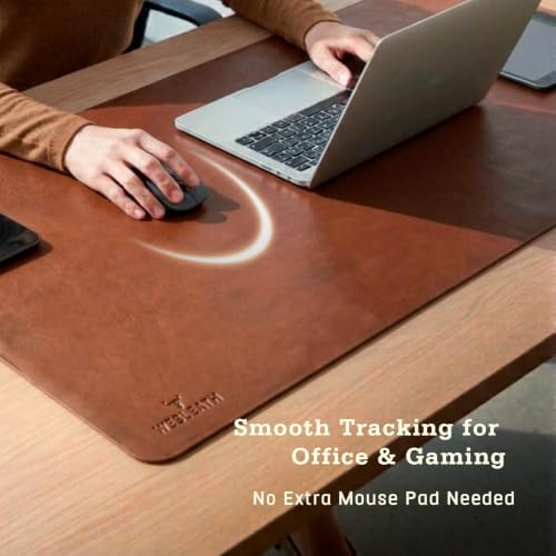 Premium Leather Desk Mat, Full Grain Leather Desk Pad Protector & Desk Blotter, Waterproof Non-Slip Writing Surface for Keyboard, Mouse & Laptop, Desk Pad for Home & Office (Tobacco, Large) - Image 6