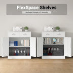 CJF Metal Storage Cabinet, Locking Storage Cabinet with Doors and 2 Drawers, Metal Cabinets for Office/Home/Garage 36" H x 32" W x 16" D (White) - Image 6