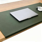PU Leather Large Desk Pad with Stitched Edge, Waterproof Office Laptop Mouse Mat, Edge Protector Desk Accessories, Edge-Locked Non-Slip Writing Table Blotter (Green,35.4"x19.7") by Unknown