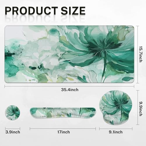 Britimes Keyboard Mouse Pad Set, 4 in 1 Desk Mat Set, Colorful Floral - Image 2