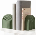 Sage Green 2 Pcs Boho Arch Concrete Bookends for Shelves, Rainbow by Unknown
