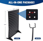 2Pcs Metal Pegboard Display Stand with 24 Peg Hooks for Craft Shows & Fairs,Black Jewelry Retail Display Rack for Selling Accessories,Display Stands for Earring,Pin Stands,Retail Vendors(16*12inch) - Image 2