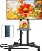 Rfiver Mobile TV Cart Rolling TV Stand with Power Outlet for 32-75 Inch TVs by Rfiver