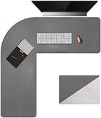 Chihein L-Shaped PU Leather Desk Pad (41.3” + 41.3”) x 12.99”(Gray/White) - Image 7