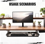 Sliding Under Desk Laptop Mount Shelf with Air Vents 21'' W x 12'' D Metal Under Desk Slide Out Tray Laptop Storage Tray for Home Office Standing Desks Workstations Cabinet Gaming - Image 2