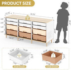 TOOLF 12 Drawers Storage Cabinet with Wooden Top and Plastic Bins,Brown - Image 3