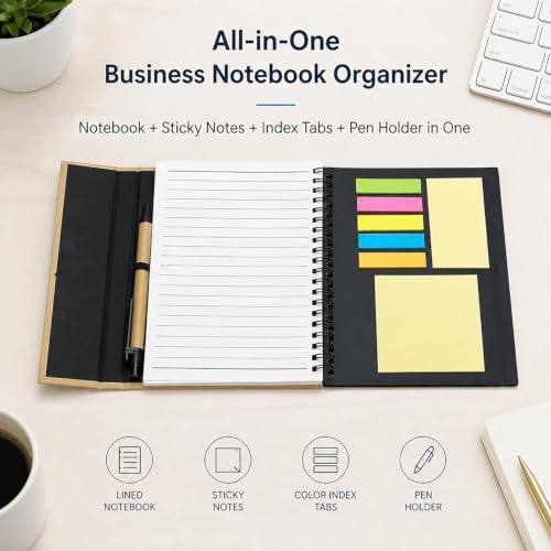 Custom Logo Magnetic Spiral Notebook with Sticky Notes 200 Pack - Image 2