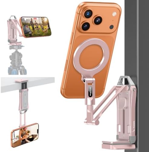 OMOTON TP02-Pro Magnetic Phone Holder for Vlogging, Content Creator Essentials with 1/4" Screw, Arca (7-Pink) by OMOTON