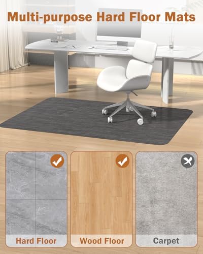 Blvornl Office Chair Mat for Hardwood Floor, 47.2"*60" Desk Computer Chair Mat for Hard Wood, Large Anti-Slip Hard Floor Protector for Rolling Chair, PVC Desk Rug for Office Black - Image 5