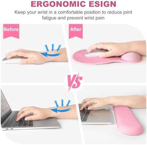 4-in-1 Large Gaming Mouse Pad, Keyboard Wrist Rest Pad & Wrist Support Mousepad Set, Extended Desk Pad Waterproof Desk Mat for Girl Women Home Office Decor Study Game 35.4×15.7 Inches I Soft Pink - Image 4