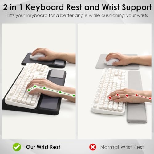 3-in-1 Ergonomic Keyboard Stand & Mouse Pad Set with Wrist Rest, Black - Image 2