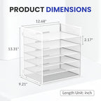 Daltack 6-Tier Paper Organizer for Desk with Handle, White, 2 Pack - Image 2
