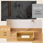 Patelai 2 Pack Scalloped Cable Management Box, Plastic, Natural Color - Image 5