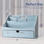 RebeeVision Mail Organizer: Wood Desk Organizer with 4-Slot for Office,Blue - Image 2