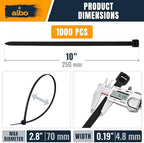 ALBO 1000 Pcs. Black Zip Ties, 10 Inch, Heavy Duty, 50 lb Tensile Strength - Image 2